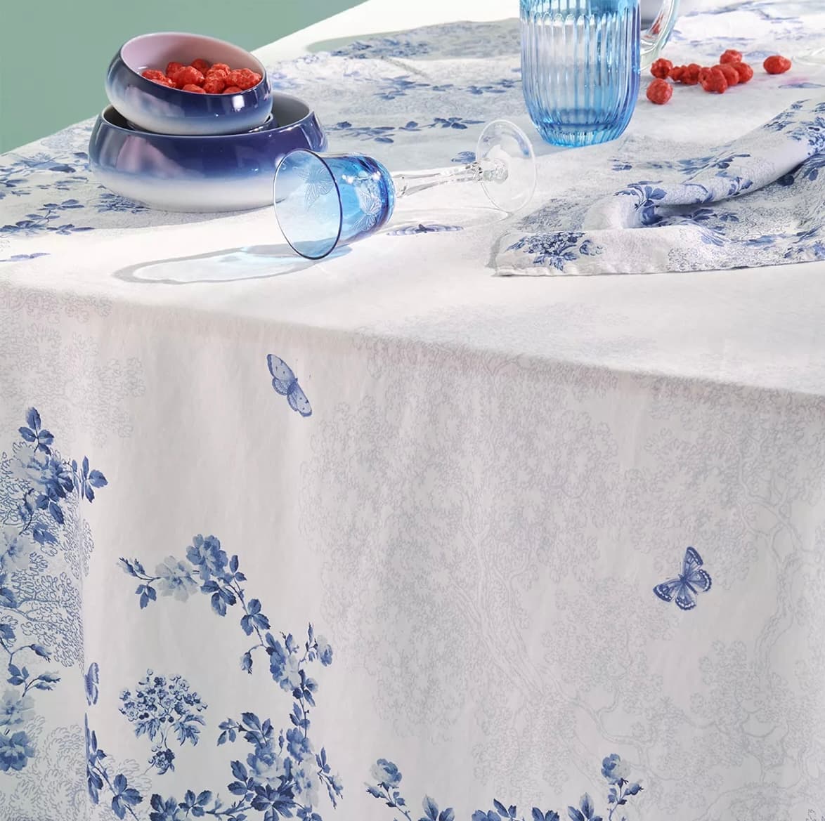 Nappe Voliere bleu 155x260